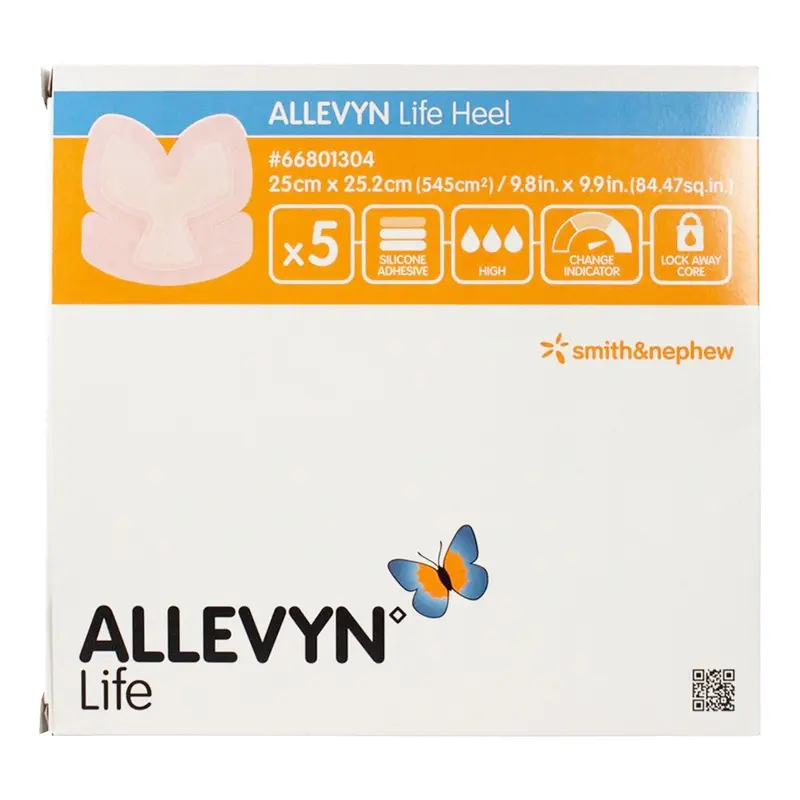 Allevyn Life Foam Dressing 9-4/5 X 9-9/10 Inch With Border Film Backing Silicone Gel Adhesive Heel Sterile (863007_CS) 30/CS