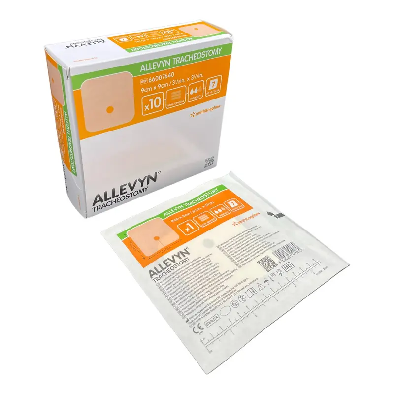 Allevyn Tracheostomy Foam Dressing 3-1/2 X 3-1/2 Inch Without Border Film Backing Nonadhesive Fenestrated Square Sterile (1243288_CS) 80/CS