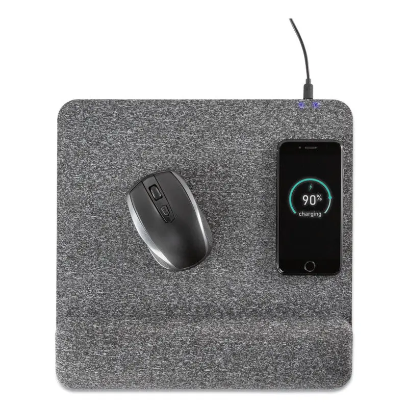 Allsop Powertrack Plush Wireless Charging Mouse Pad with Wrist Rest, 11.8 x 11.6, Gray (ASP32304) Each