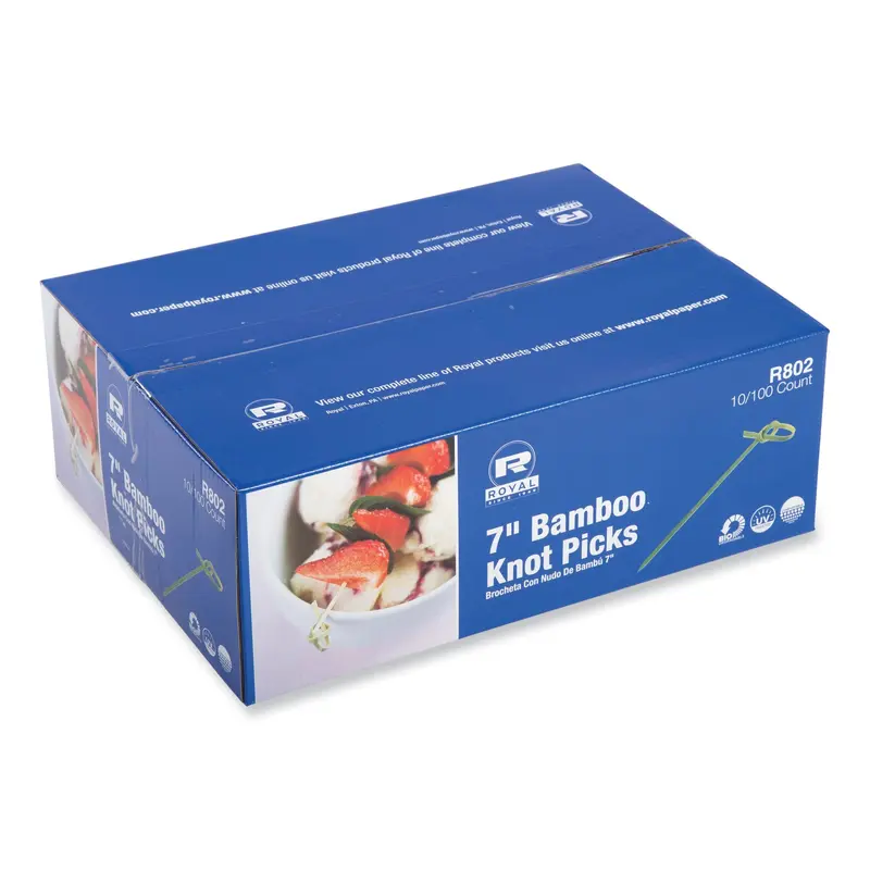 AmerCareRoyal Knotted Bamboo Pick, Paper, 7", Natural, 100/Box, 10 Boxes/Carton (RPPR802) Case of 1000