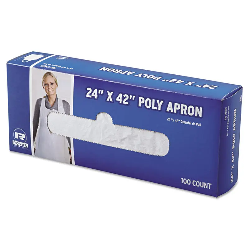 AmerCareRoyal Poly Apron, 24 x 42, One Size Fits All, White, 100/Pack, 10 Packs/Carton (RPPDA2442) 10 Packs of 100