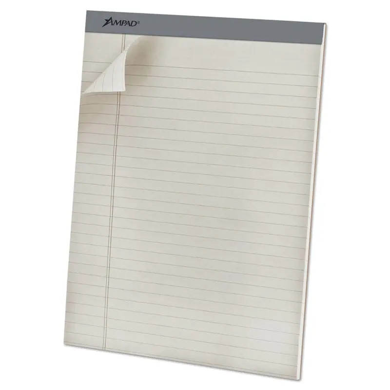 Ampad Pastel Writing Pads, Wide/Legal Rule, Dove Gray Headband, 50 Gray 8.5 x 11.75 Sheets, Dozen (TOP20620) 1 Dozen