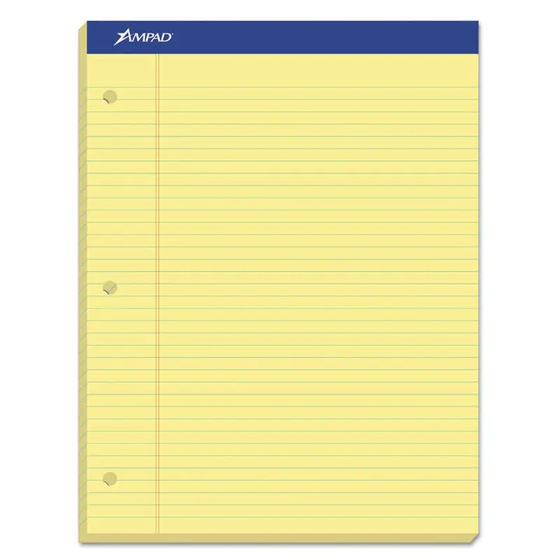 Ampad Double Sheet Pads, Medium/College Rule, 100 Canary-Yellow 8.5 x 11.75 Sheets (TOP20223) Each