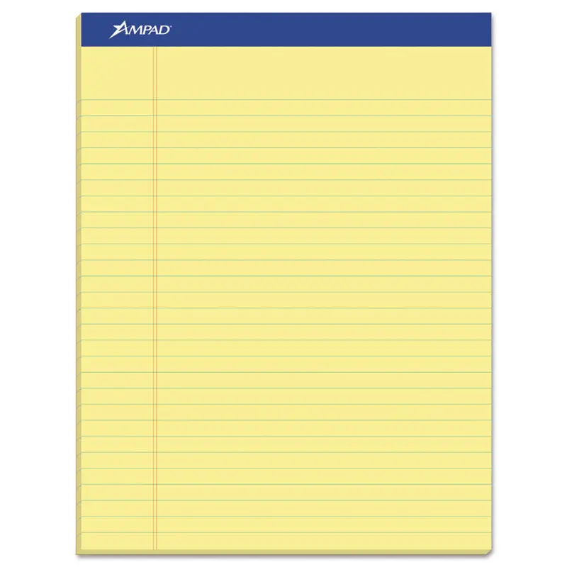 Ampad Recycled Writing Pads, Wide/Legal Rule, Politex Green Kelsu Headband, 50 Canary-Yellow 8.5 x 11.75 Sheets, Dozen (TOP20270) 1 Dozen