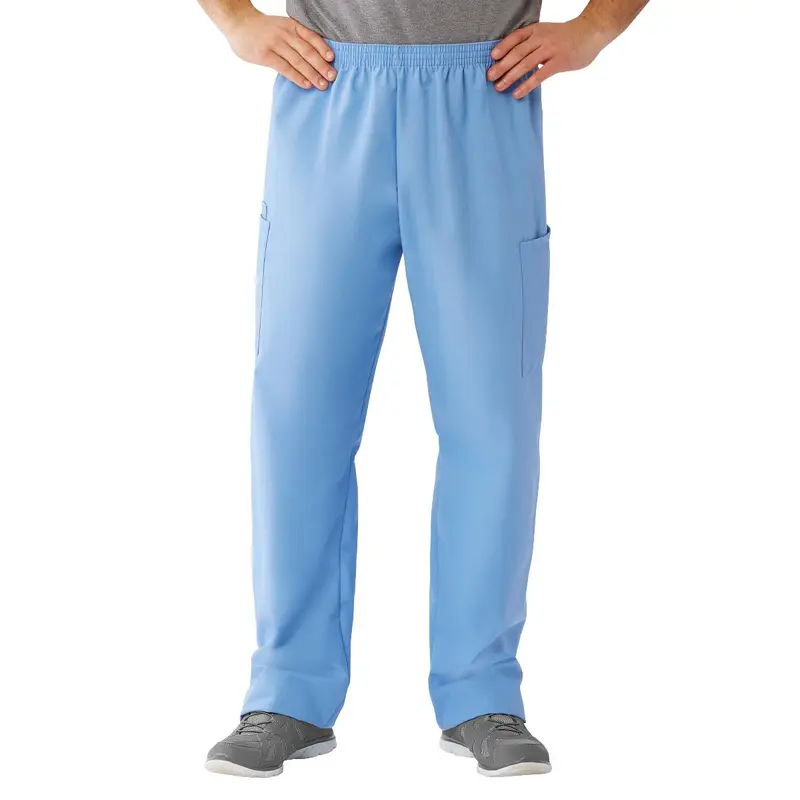 AngelStat Unisex Cargo Scrub Pants with Elastic Waist, Ceil Blue, Regular Inseam, Size 2XL, 1 EA (674NTHXXLM) Each