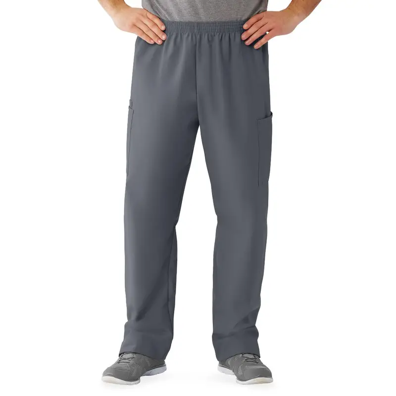 AngelStat Unisex Cargo Scrub Pants with Elastic Waist, Charcoal, Long Inseam, Size M, 1 EA (674NCCML) Each