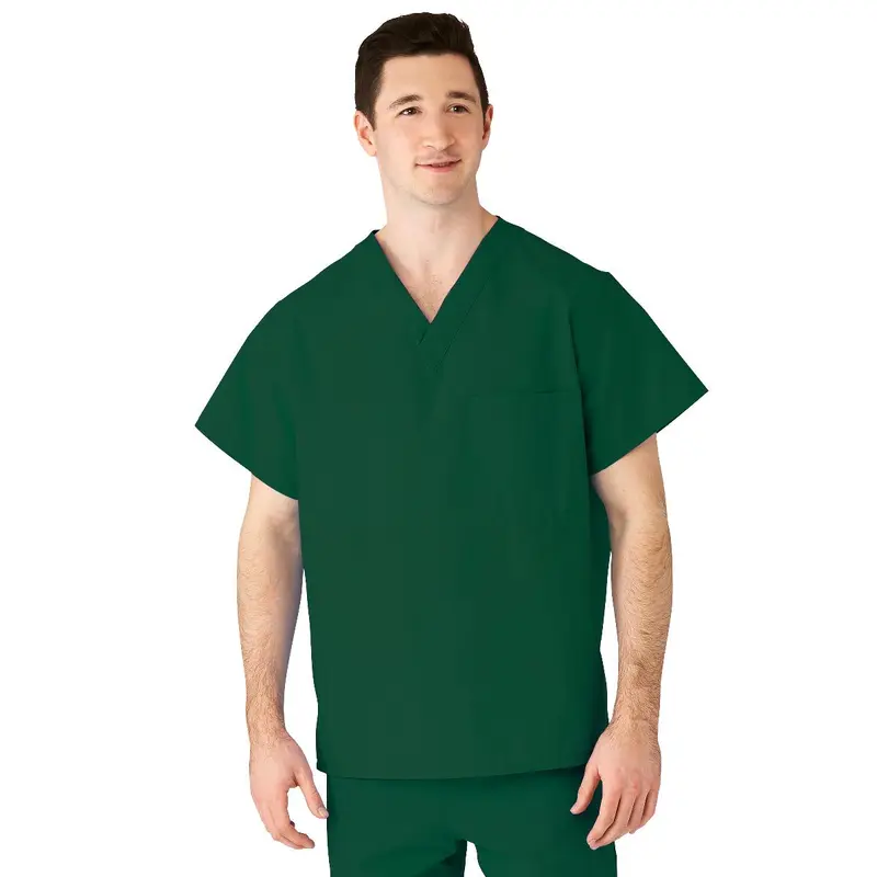 AngelStat Unisex Reversible V-Neck Scrub Top with 2 Pockets, Hunter, Size XS, Angelica Color Code, 1 EA (610NHGXS-CA) Each