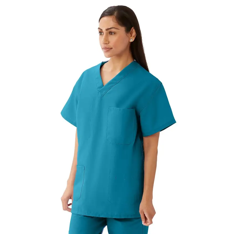 AngelStat Unisex Reversible V-Neck Scrub Top with 4 Pockets, Peacock, Size 3XL, Color Code, 1 EA (630NBTXXXL-CM) Each