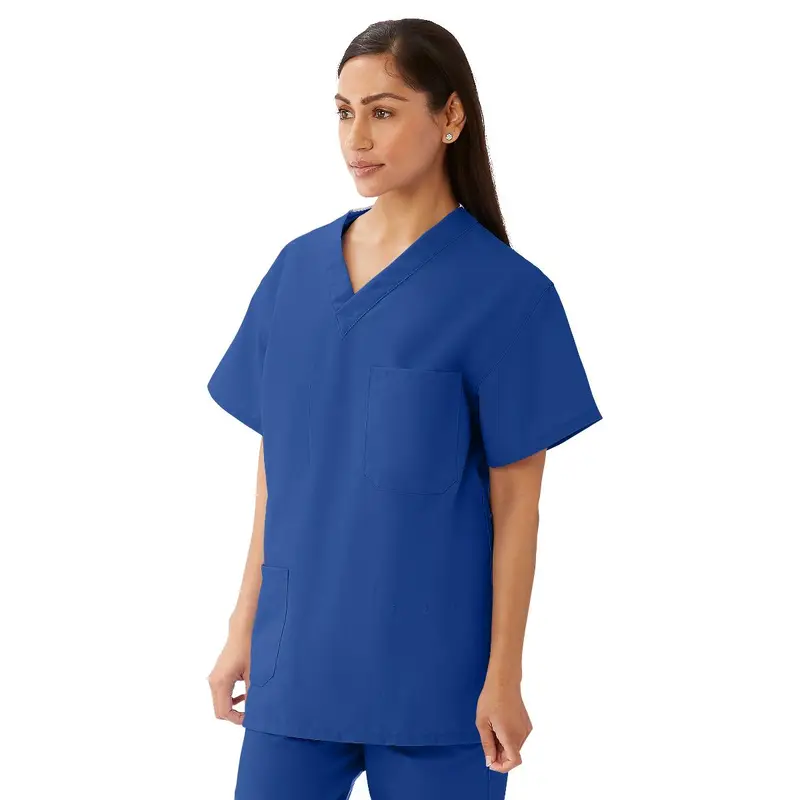 AngelStat Unisex Reversible V-Neck Scrub Top with 4 Pockets, Sapphire, Size S, Color Code, 1 EA (M630NHTS-CM) Each