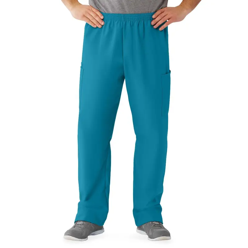 AngelStat Unisex Cargo Scrub Pants with Elastic Waist, Peacock, Long Inseam, Size M, 1 EA (674NBTML) Each