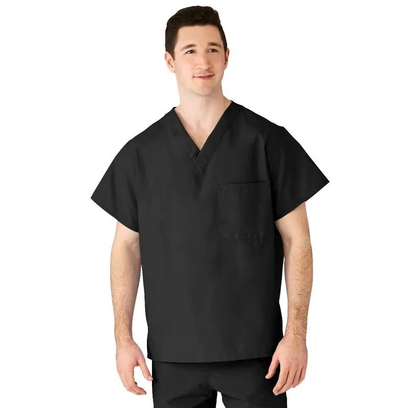AngelStat Unisex Reversible V-Neck Scrub Top with 2 Pockets, Black, Size M, Color Code, 1 EA (610BLKM-CM) Each