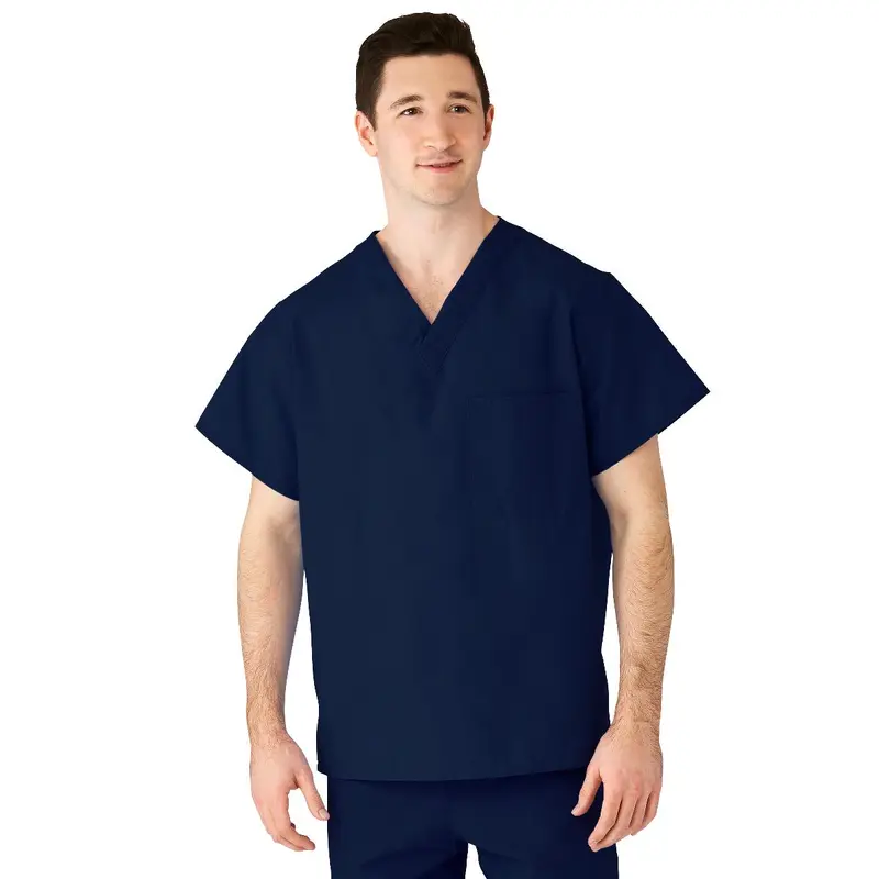 AngelStat Unisex Reversible V-Neck Scrub Top with 2 Pockets, Navy, Size S, Color Code, 1 EA (M610NNTS-CM) Each