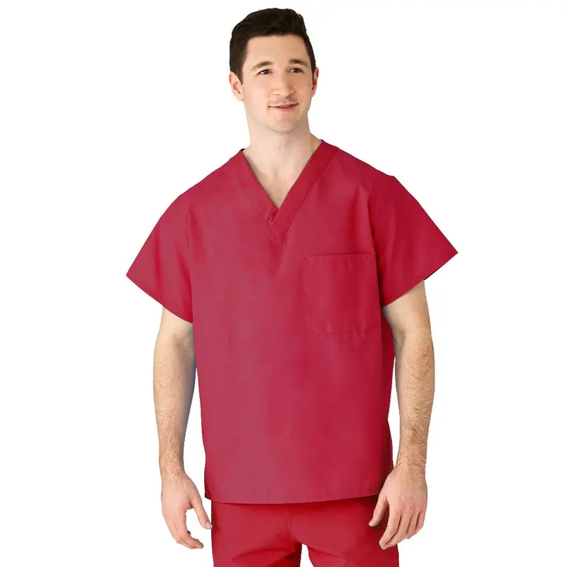 AngelStat Unisex Reversible V-Neck Scrub Top with 2 Pockets, Raspberry, Size S, Color Code, 1 EA (610NTRS-CM) Each