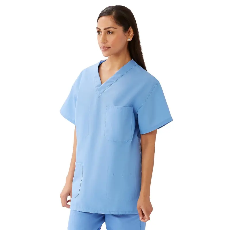 AngelStat Unisex Reversible V-Neck Scrub Top with 4 Pockets, Ceil Blue, Size S, Color Coding, 1 EA (M630NTHS-CM) Each
