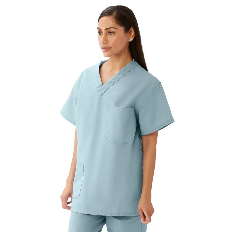 AngelStat Unisex Reversible V-Neck Scrub Top with 4 Pockets, Misty, Size XS, Angelica Color Code, 1 EA (M630NTZXS-CA) Each