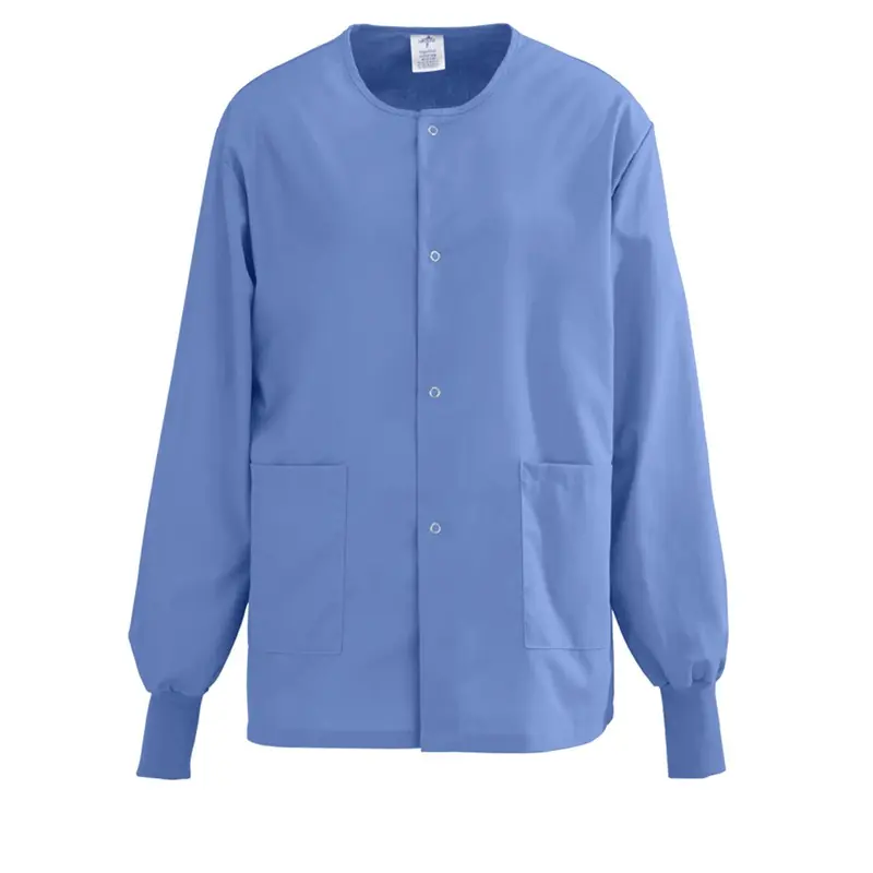 AngelStat Unisex Snap-Front Warm-Up Scrub Jacket, Ceil Blue, Size 5XL, 1 EA (849NTH5XL) Each