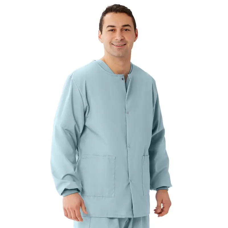 AngelStat Unisex Snap-Front Warm-Up Scrub Jacket, Misty, Size S, 1 EA (849NTZS) Each