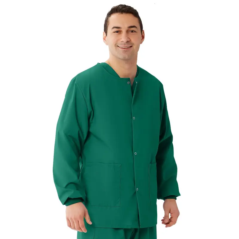 AngelStat Unisex Snap-Front Warm-Up Scrub Jacket, Emerald, Size 3XL, 1 EA (849NJTXXXL) Each