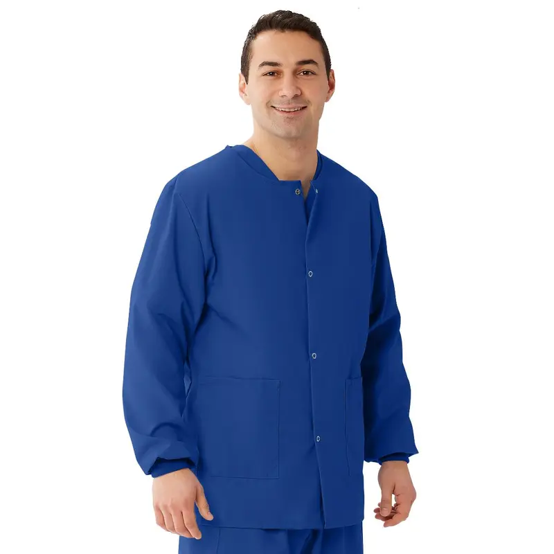 AngelStat Unisex Snap-Front Warm-Up Scrub Jacket, Sapphire, Size 3XL, 1 EA (849NHTXXXL) Each