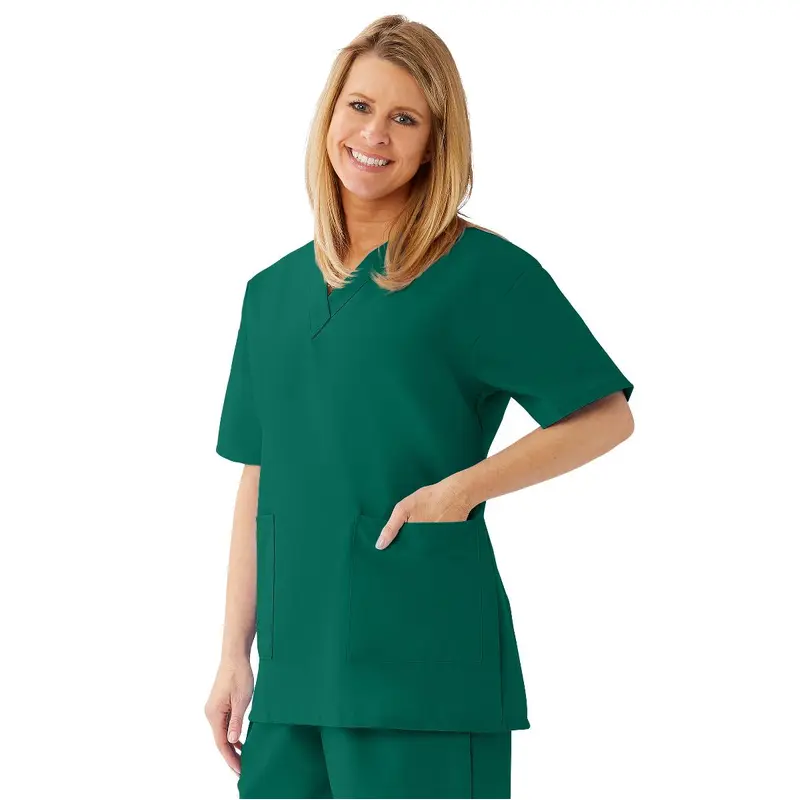 AngelStat Women's V-Neck Tunic Scrub Tops with 2 Pockets, Hunter, Size XL, 1 EA (893NHGXL) Each