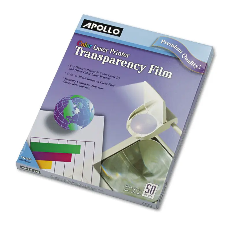Apollo Color Laser Transparency Film, 8.5 x 11, 50/Box (APOCG7070) Box of 50