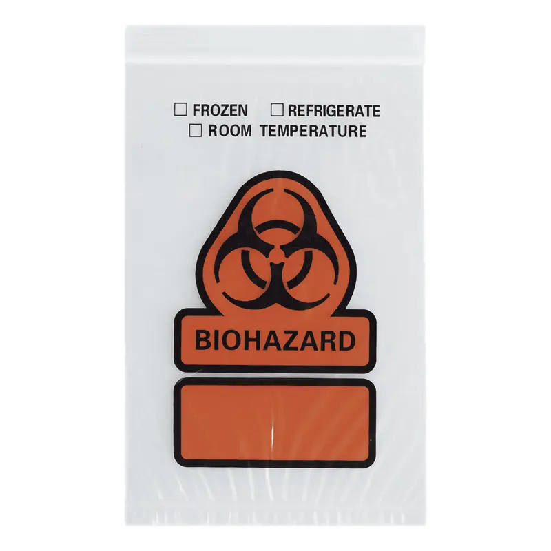 ASP Global LLC Specimen Transport Bag with Document Pouch 8 X 10 Inch Zip Closure Biohazard Symbol / Storage Instructions NonSterile (372077_PK) 100/PK