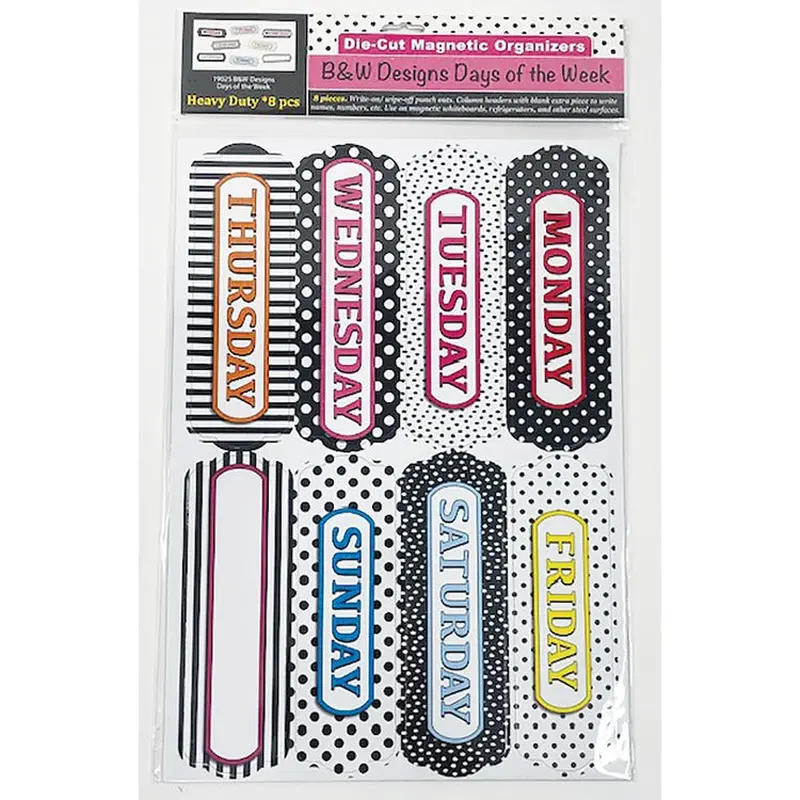 Ashley Magnetic Chalkboard Days of the Week - 8 - Write on/Wipe off - Multicolor (ASH19025) Each