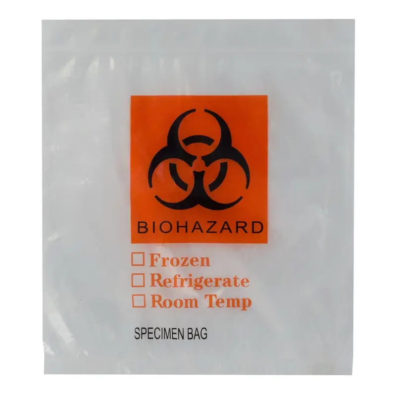 ASP Global LLC Specimen Transport Bag with Document Pouch 12 X 15 Inch Zip Closure Biohazard Symbol / Storage Instructions NonSterile (459857_PK) 100/PK