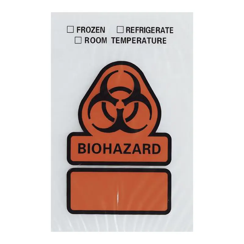 ASP Global LLC Specimen Transport Bag with Document Pouch 6 X 9 Inch Zip Closure Biohazard Symbol / Storage Instructions NonSterile (372075_CS) 1000/CS