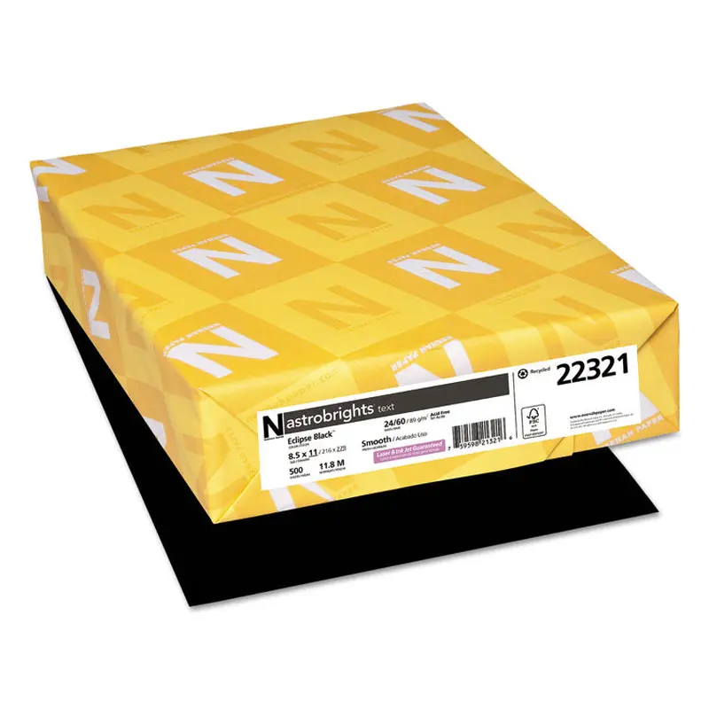 Astrobrights Color Paper, 24 lb Bond Weight, 8.5 x 11, Eclipse Black, 500/Ream (WAU22321) 1 Ream