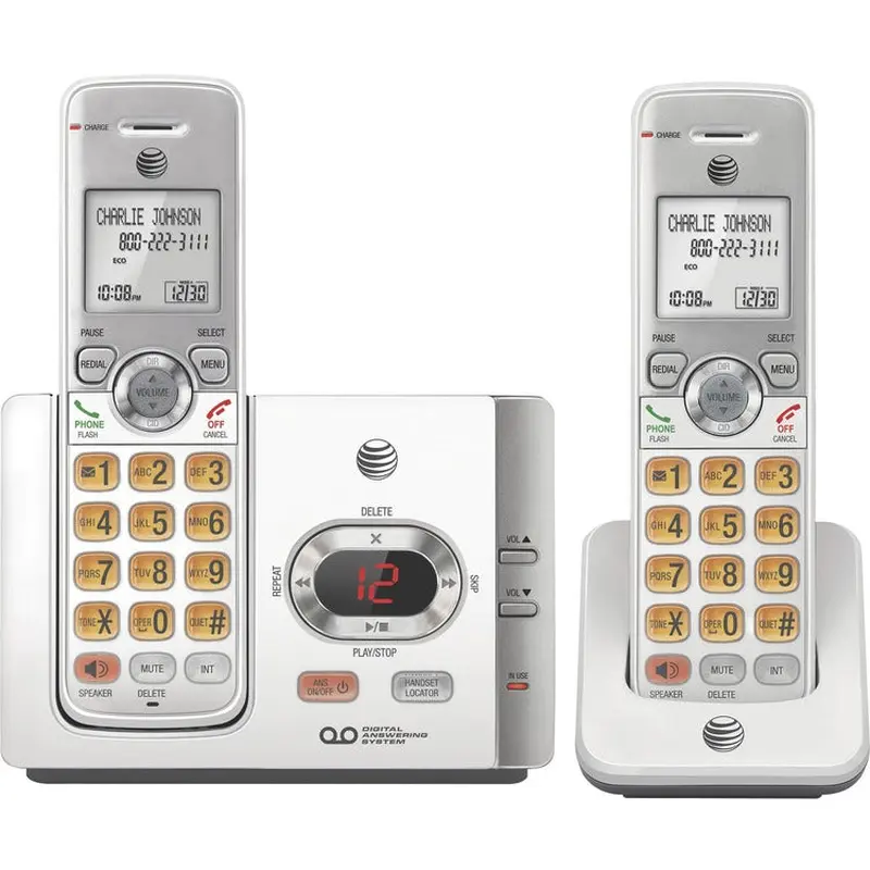 AT&T Cordless Phone, w/2 Handsets, 5-3/5"x3-2/5"x5-3/5", Silver (ATTEL52215) Each