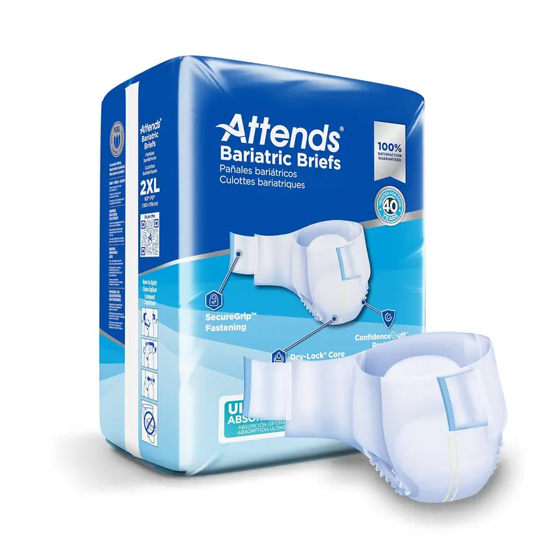Attends Bariatric Unisex Adult Incontinence Brief 2X-Large Disposable Heavy Absorbency (950227_CS) 48/CS
