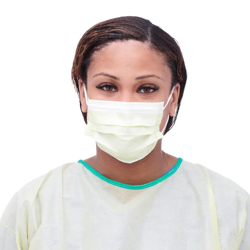 ASTM Level 1 Isolation Face Mask with Ear Loops, Yellow, 300/CS (NON27122) Case of 300