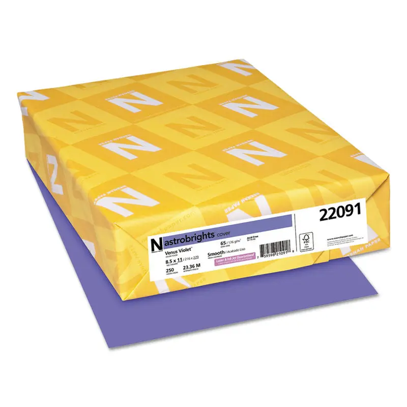 Astrobrights Color Cardstock, 65 lb Cover Weight, 8.5 x 11, Venus Violet, 250/Pack (WAU22091) Each