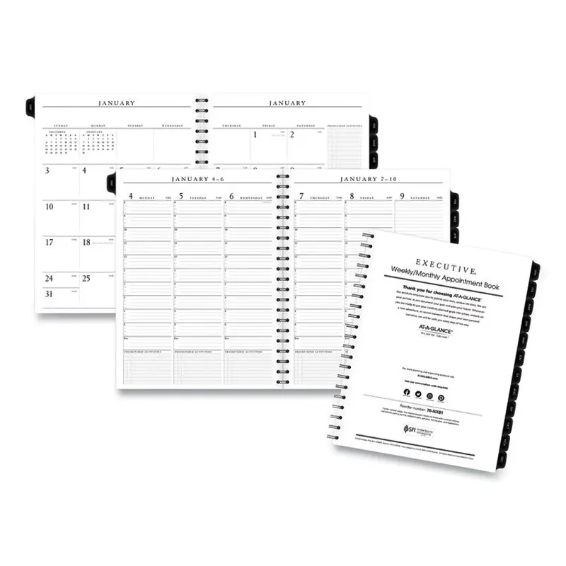 AT-A-GLANCE Executive Weekly/Monthly Planner Refill with 15-Minute Appointments, 11 x 8.25, White Sheets, 12-Month (Jan to Dec): 2026 (AAG7091110) Each