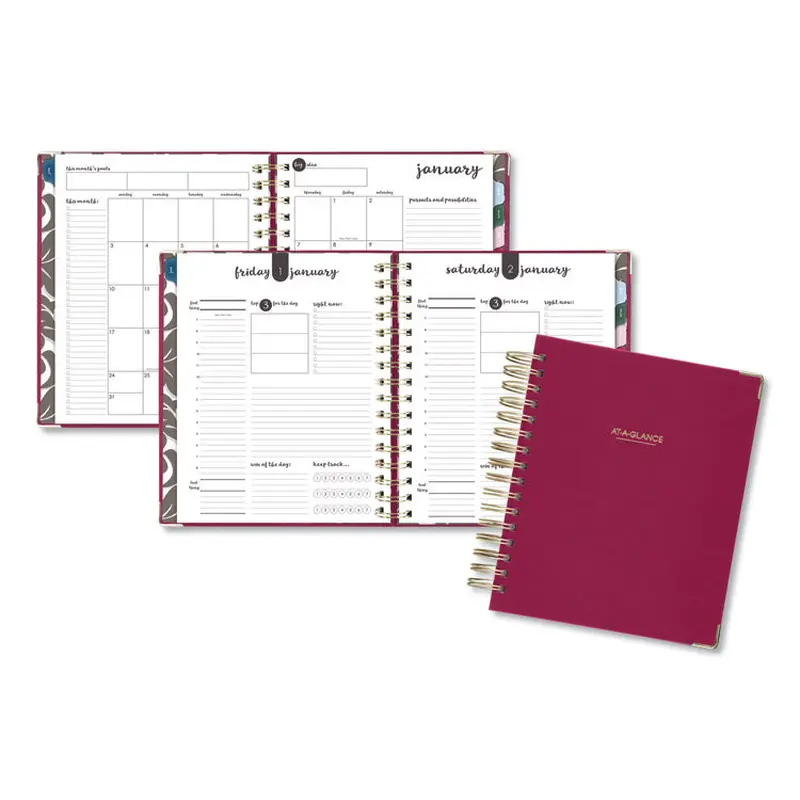 AT-A-GLANCE Harmony Daily Hardcover Planner, 8.75 x 7, Berry Cover, 12-Month (Jan to Dec): 2026 (AAG609980659) Each