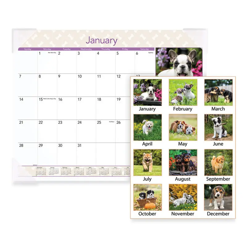AT-A-GLANCE Puppies Monthly Desk Pad Calendar, Puppies Photography, 22 x 17, White Sheets, Clear Corners, 12-Month (Jan to Dec): 2026 (AAGDMD16632) Each
