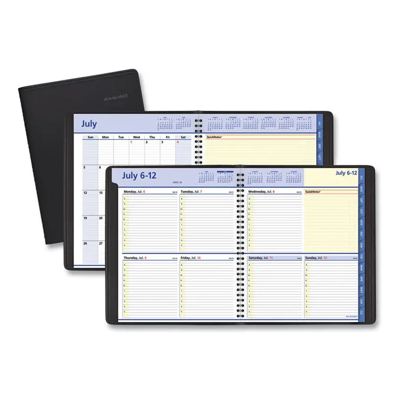 AT-A-GLANCE QuickNotes Weekly/Monthly Planner, 10 x 8, Black Cover, 12-Month (July to June): 2025 to 2026 (AAG761105) Each