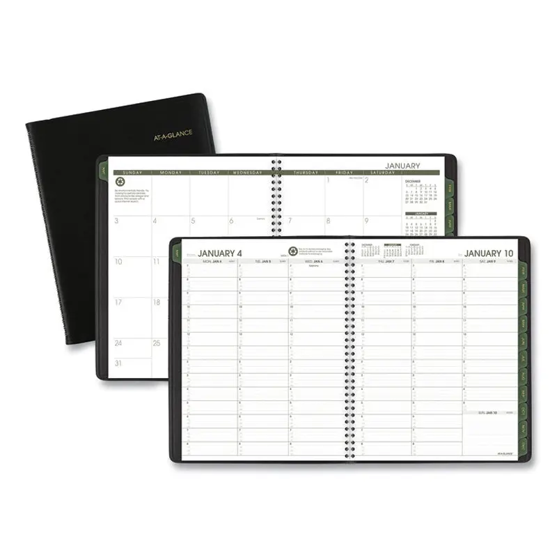 AT-A-GLANCE Recycled Weekly Vertical-Column Format Appointment Book, 11 x 8.25, Black Cover, 12-Month (Jan to Dec): 2026 (AAG70950G05) Each