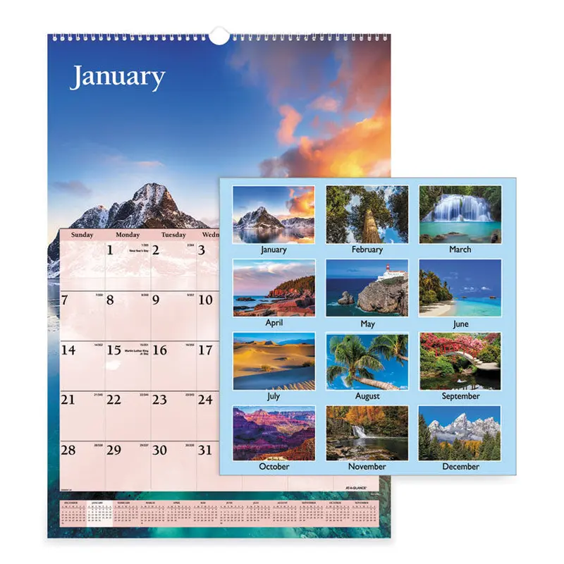 AT-A-GLANCE Scenic Monthly Wall Calendar, Landscape Photography, 15.5 x 22.75, White/Multicolor Sheets, 12-Month (Jan-Dec): 2026 (AAGDMW20128) Each