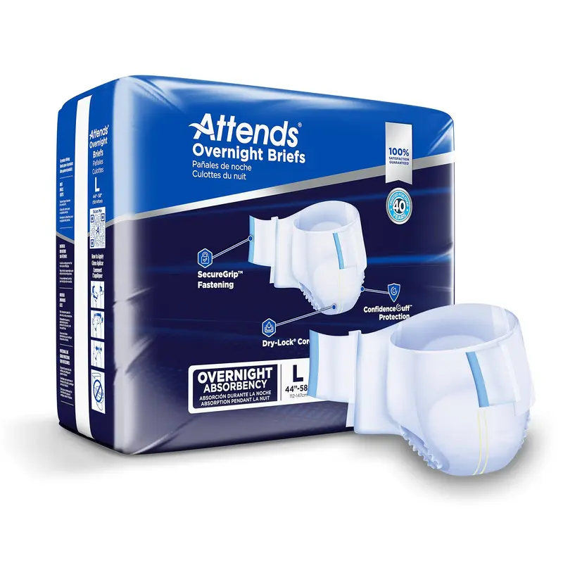 Attends Overnight Unisex Adult Incontinence Brief Large Disposable Heavy Absorbency (1078991_CS) 56/CS