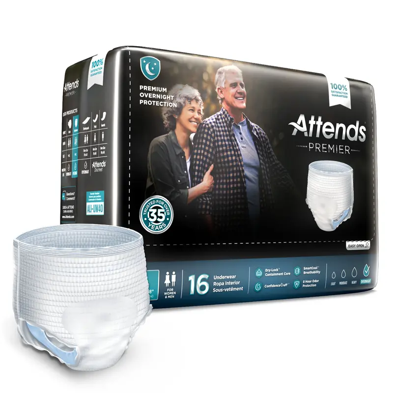 Attends Premier Unisex Adult Absorbent Underwear Pull On with Tear Away Seams Large Disposable Heavy Absorbency (1128077_BG) 16/BG