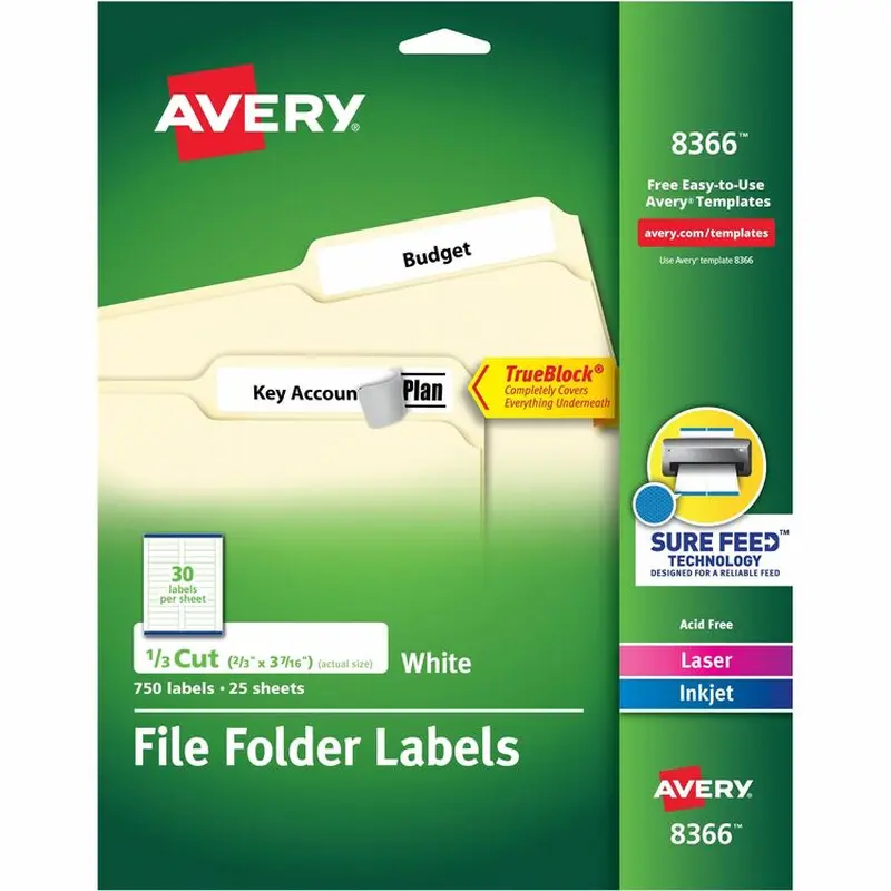 Avery File Folder Labels (AVE8366) Pack of 750