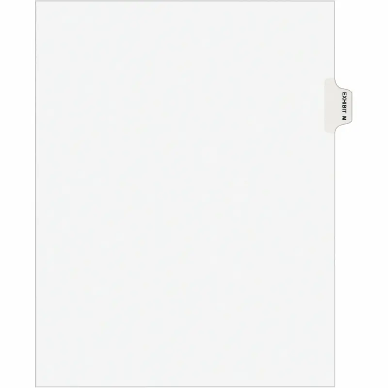 Avery® Avery-Style Preprinted Legal Side Tab Divider, Exhibit M, Letter, White, 25/Pack (AVE01383) Pack of 25
