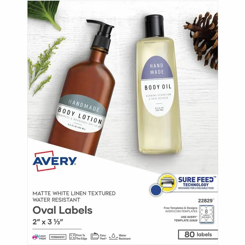 Avery® Oval Easy Peel Labels, 2"x3 1/3", Matte Ivory, 80 per Pack (AVE22829) Pack of 80