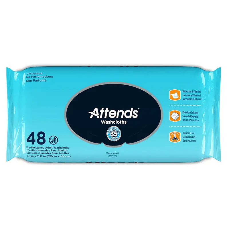 Attends Personal Cleansing Wipe Soft Pack Unscented 48 Count (840137_PK) 48/PK