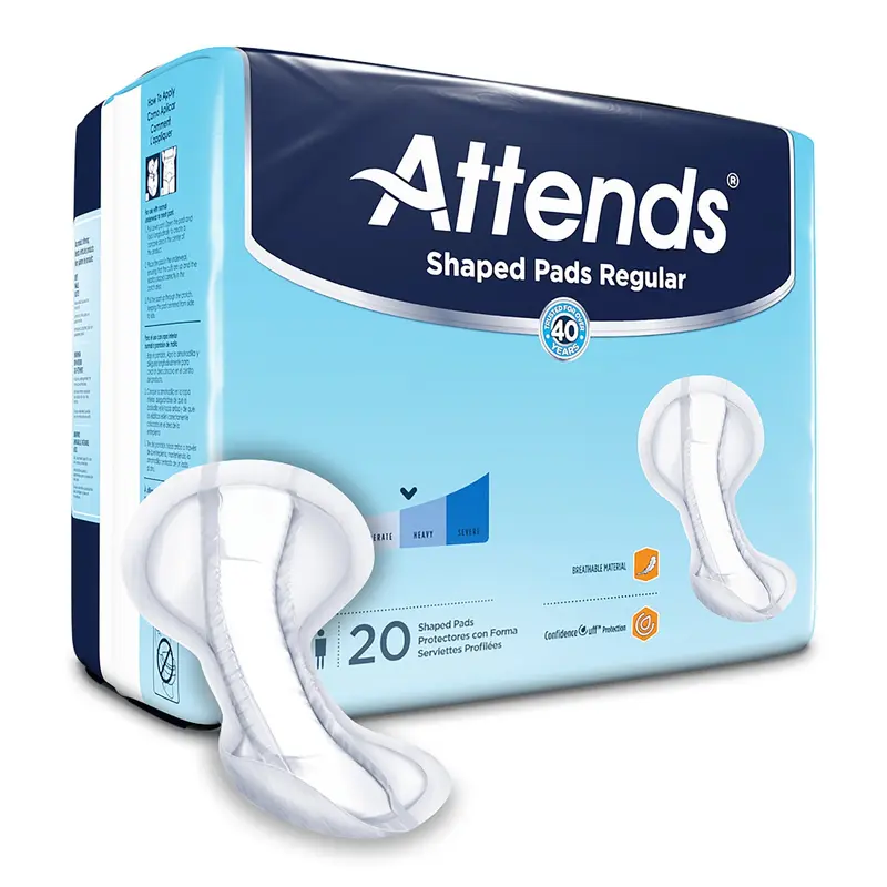 Attends Shaped Pads Regular Bladder Control Pad 12 X 25.2 Inch Heavy Absorbency Polymer Core One Size Fits Most (1186541_CS) 80/CS