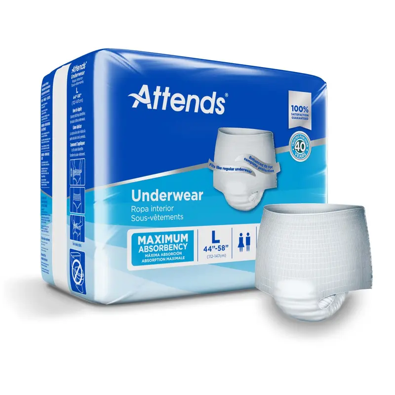 Attends Unisex Adult Absorbent Underwear Pull On with Tear Away Seams Large Disposable Heavy Absorbency (522094_CS) 4/CS