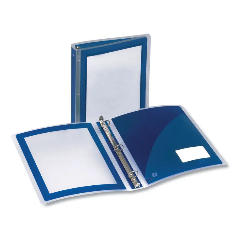 Avery Flexi-View Binder with Round Rings, 3 Rings, 1.5" Capacity, 11 x 8.5, Navy Blue (AVE17638) Each