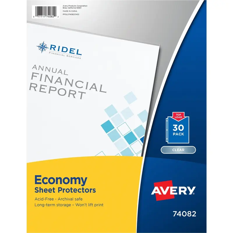 Avery Economy Clear Sheet Protectors, Acid-Free, Pack of 30 (AVE74082) Pack of 30